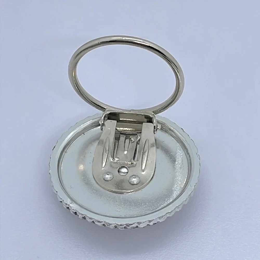1960s West Germany Mother Of Pearl Braided Silver Tone Flower SCARF CLIP Vintage